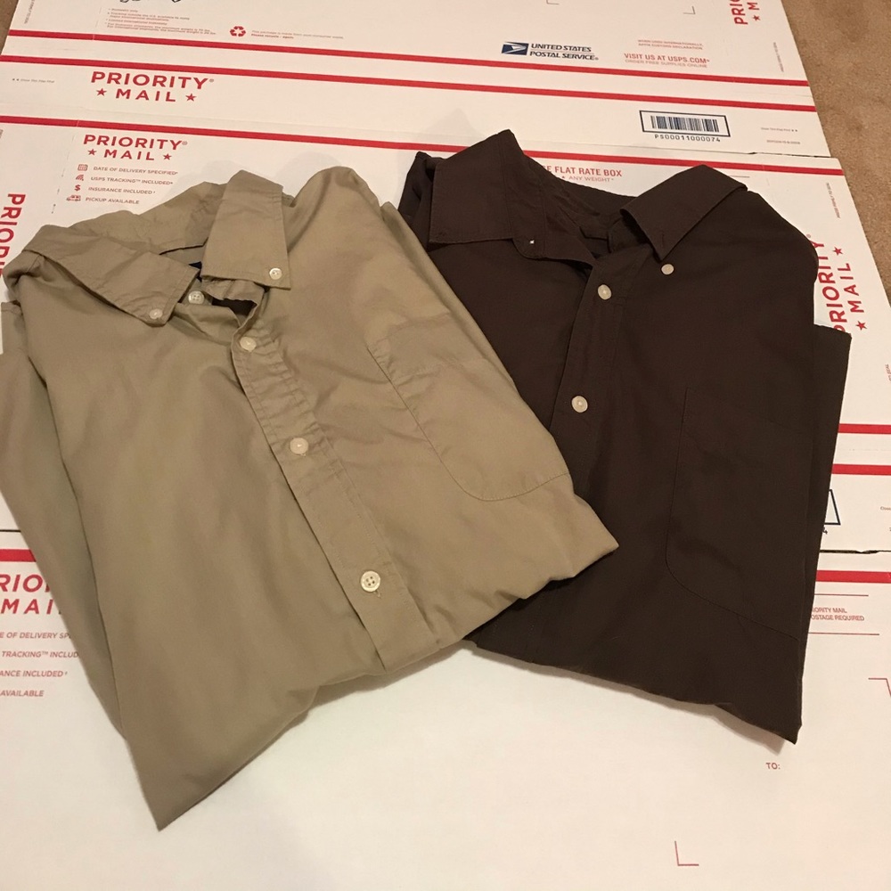 two brown mens button down shirts/size 2X